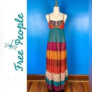 FREE PEOPLE "Gilded Caravan" Tiered Maxi Dress, Size 4, EUC